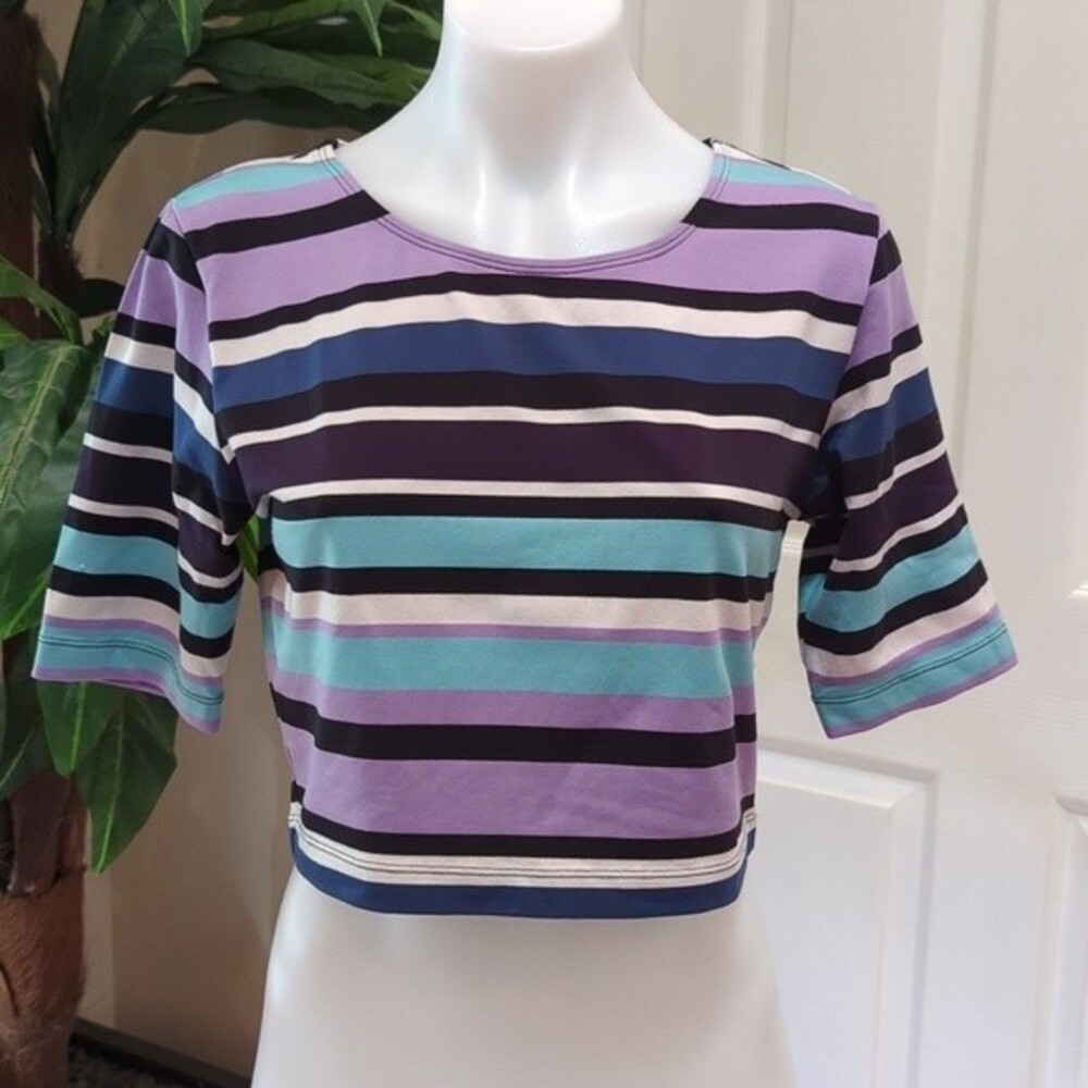 Danskin Women's Striped Performance Crop Top Size XL